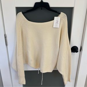 Cream Open Back Sweater
